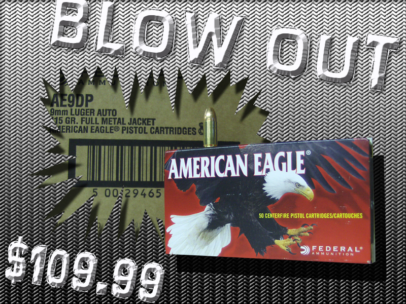 BLOW OUT Federal AE9DP 9mm 115gr FMJ 500rd (10 BOXES)